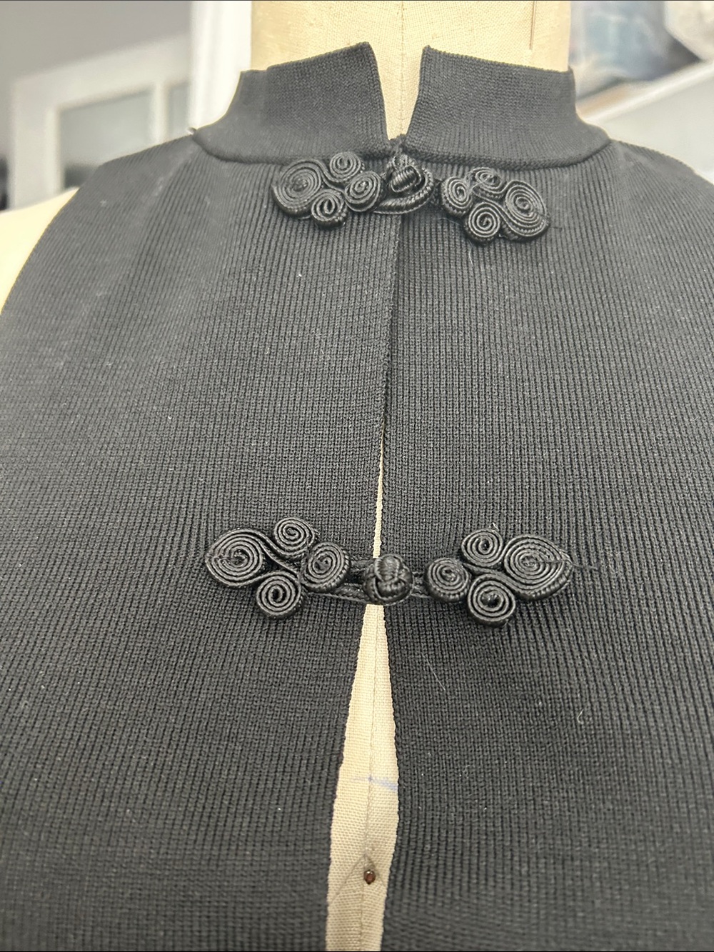 Mango Black One-Shoulder Mandarin-Style Knit Dress - Picture 3 of 4